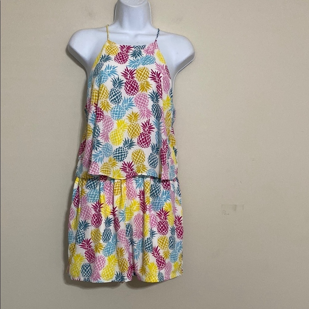Finn & grace Colorful Pineapple Print Romper women 8 Casual vacation beach boho
